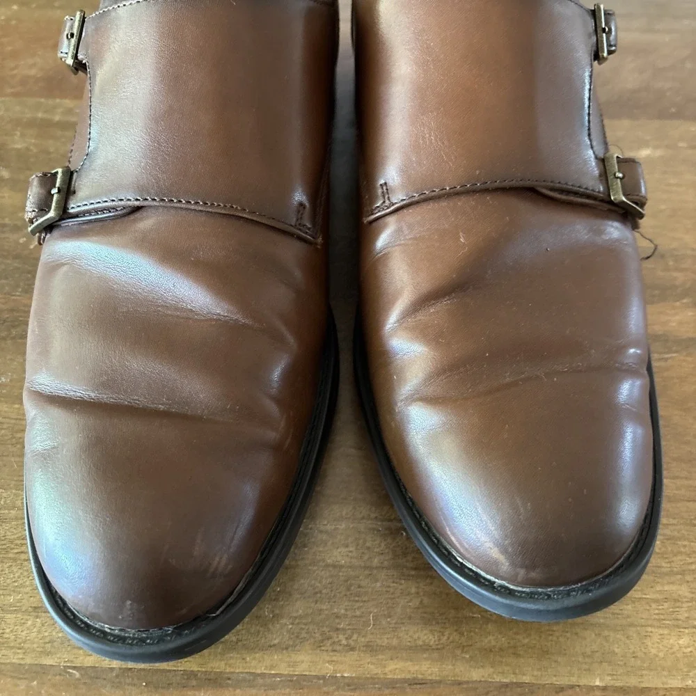 Men's Dress Shoes Size 11.5 Cognac Brown Apt. 9 Howiee Eco Ortholite Monk Strap